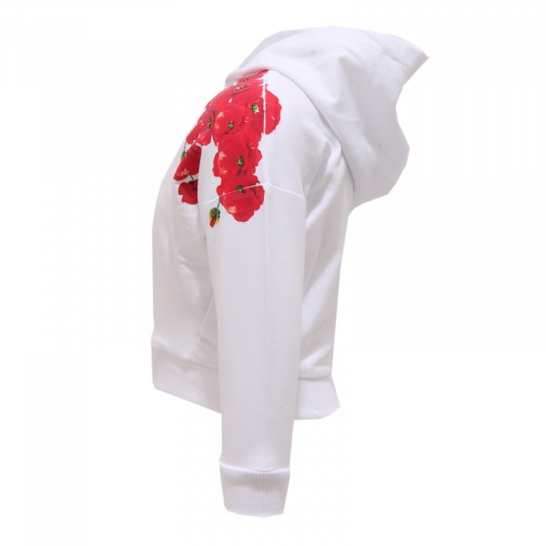 0772S felpa bimba GIRL MONNALISA BEBE' PAPAVERI white/red sweatshirt