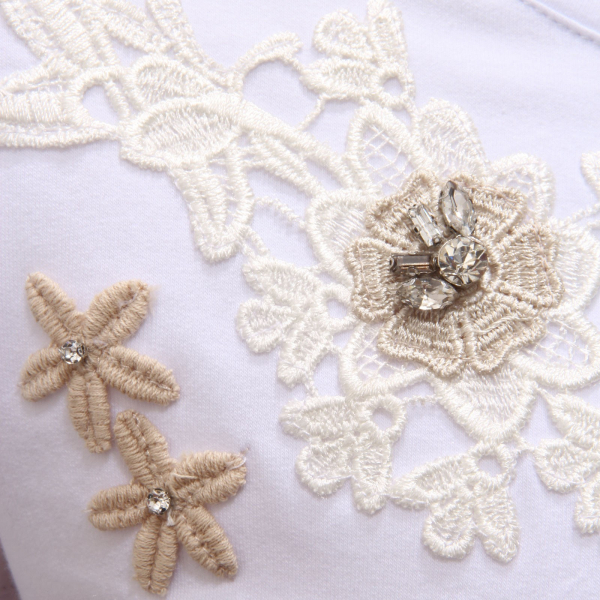 0813AD abito bimba girl TWIN-SET maxi maglia white cotton embroidered dress kids