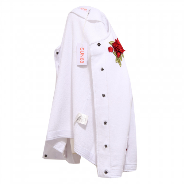 0871K felpa /giacca donna SUN 68 cotton white jacket sweatshirt woman