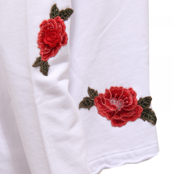 0876K felpa donna SUN 68 cotton white flower patch sweater woman