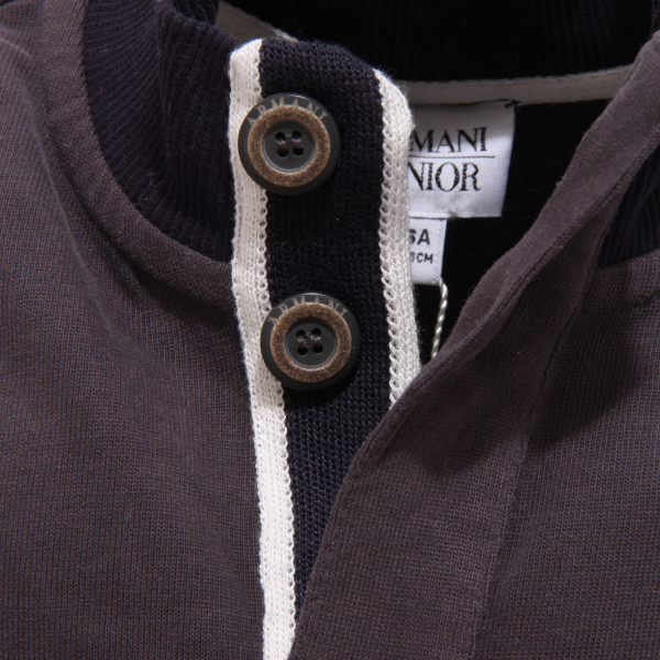 0896S felpa bimbo ARMANI JUNIOR con bottoni grigio sweatshirt kid
