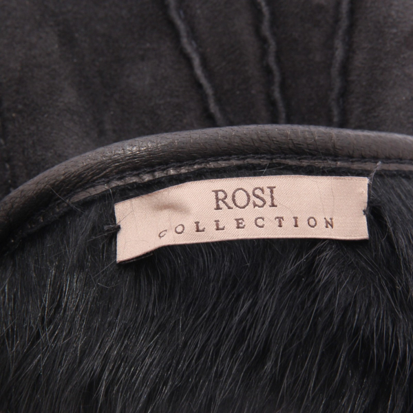0942AL guanti UOMO  ROSI COLLECTION  MEN suede/fur gloves black 