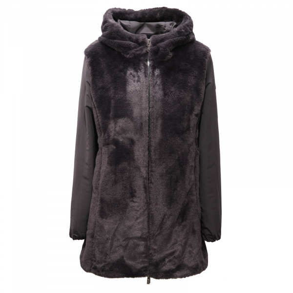 1036AF giubbotto donna CIESSE PIUMINI grey reversible eco-fur coat jacket woman