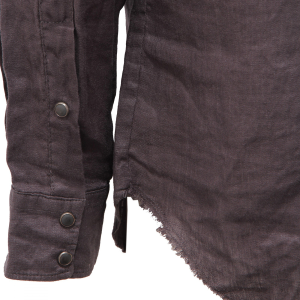 1038AG camicia uomo OFFICINA36 dark grey linen shirt man