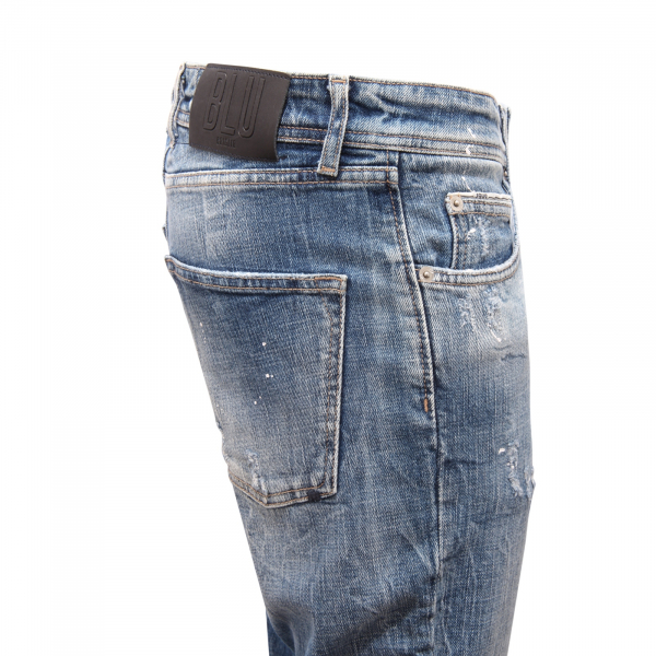 1042AZ  JEANS UOMO BRIGLIA BLU MAN DISTRESSED TROUSERS