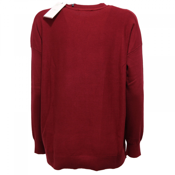 1108K maglione oversize donna TOMMY HILFIGER bordeaux/pink cotton sweater woman