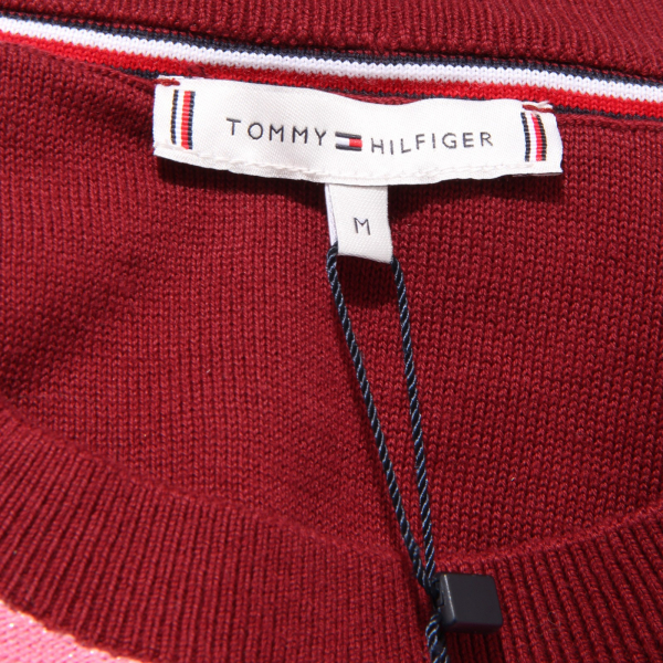 1108K maglione oversize donna TOMMY HILFIGER bordeaux/pink cotton sweater woman