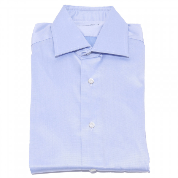 1114AB camicia uomo NO LABEL SARTORIA CAMPO light blue cotton shirt man