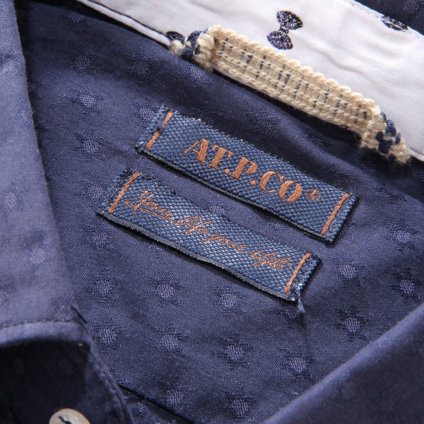 1131AG camicia uomo AT.P.CO blue cotton micro pattern shirt man