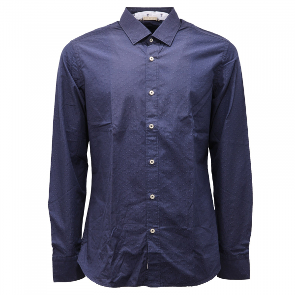 1131AG camicia uomo AT.P.CO blue cotton micro pattern shirt man