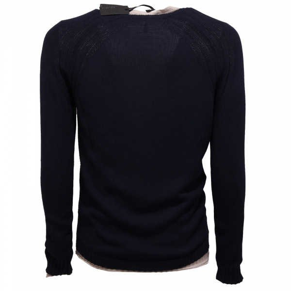 1131X maglione uomo MESSAGERIE blue/beige cotton sweater+t-shirt men