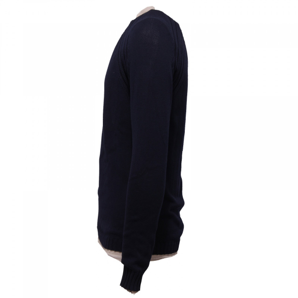 1131X maglione uomo MESSAGERIE blue/beige cotton sweater+t-shirt men