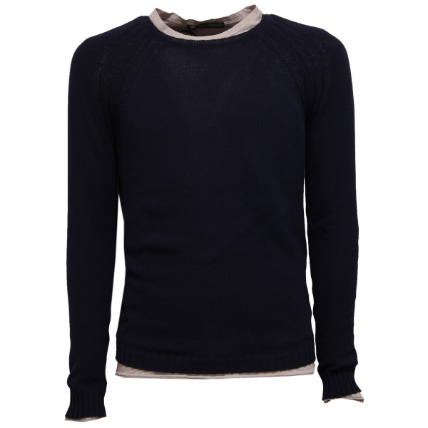 1131X maglione uomo MESSAGERIE blue/beige cotton sweater+t-shirt men