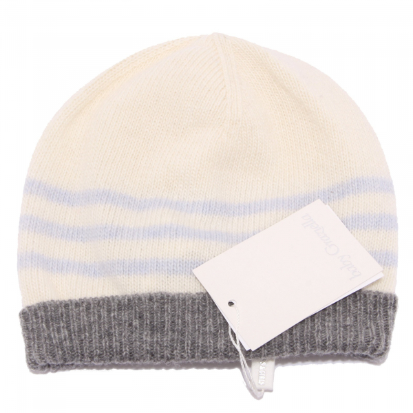 1131Z  cuffia bimbo boy BABY GRAZIELLA white/grey mix wool hat