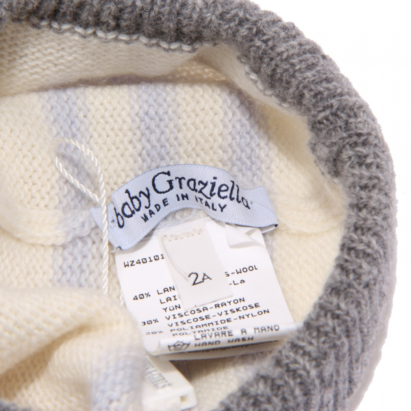 1131Z  cuffia bimbo boy BABY GRAZIELLA white/grey mix wool hat