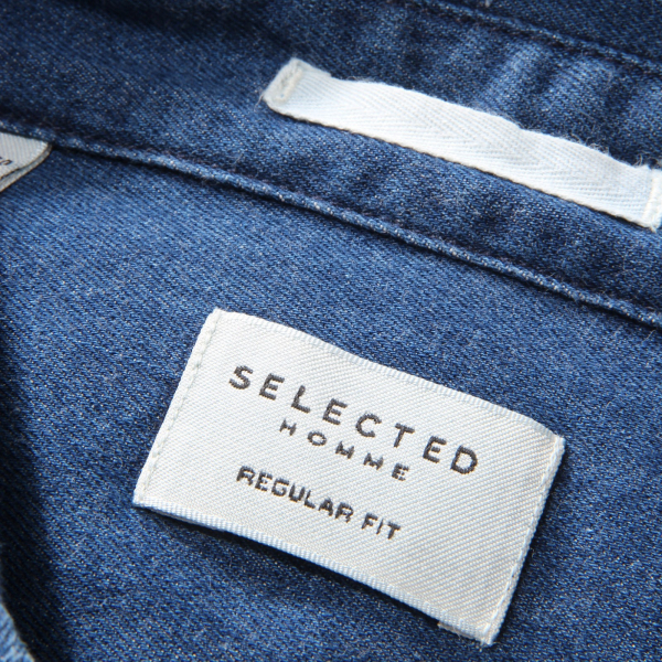 1155AG camicia uomo SELECTED REGULAR FIT blue denim cotton shirt man