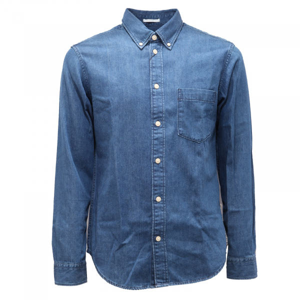 1155AG camicia uomo SELECTED REGULAR FIT blue denim cotton shirt man
