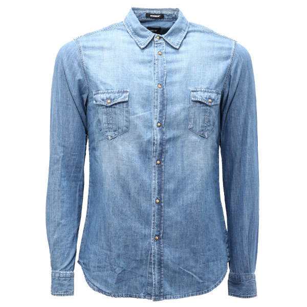 1160AG camicia uomo OFFICINA36 blue denim cotton shirt man