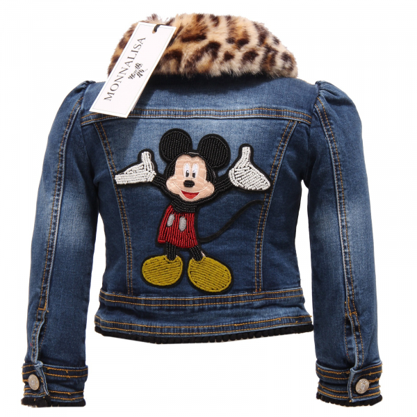 1192Z giubbotto bimba girl MONNALISA stretch jeans denim jacket