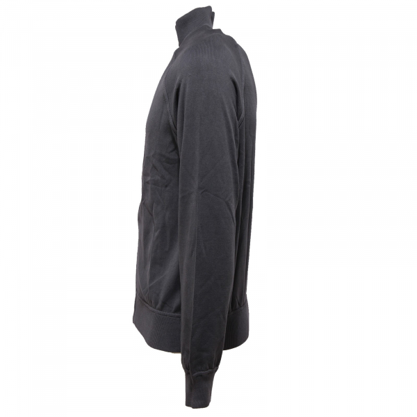 1204X maglione uomo XBRAND dark grey cotton sweater delave' man full zip