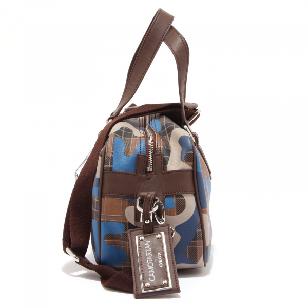 1347T borsa donna GEOX CAMOTARTAN ecopelle tracolla staccabile bag woman