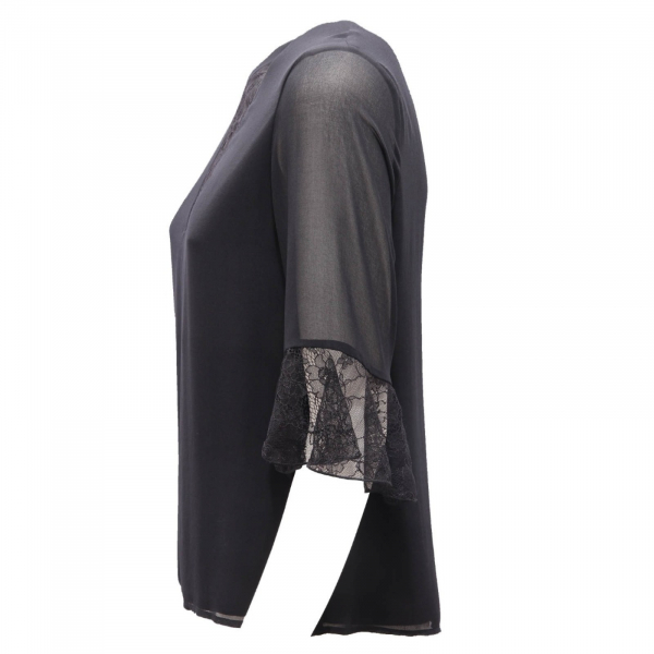 1461AI blusa donna MARELLA women ADORATO blouse with lace black  