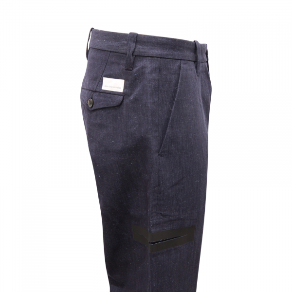 1498AR pantalone uomo NINE:INTHE:MORNING man cotton/linen trousers blue