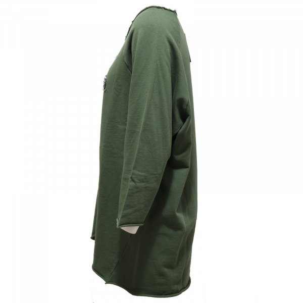 1500R felpa donna GUARDAROBA felpe manica 3/4 verde sweatshirt women