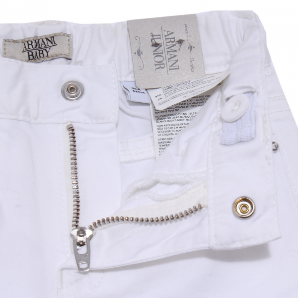 1529Y pantalone bimba girl ARMANI BABY SLIM FIT white trouser cotton pant