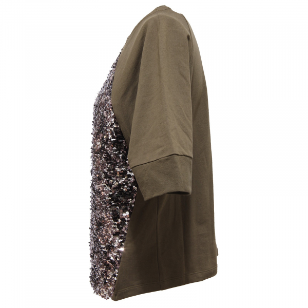 1567R felpa donna PINKO TAG felpe paillettes verde sweatshirt women