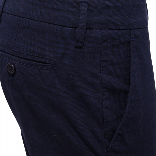 1575AB  pantalone donna ASPESI GARMENT DYED CHECKED blue denim jeans woman