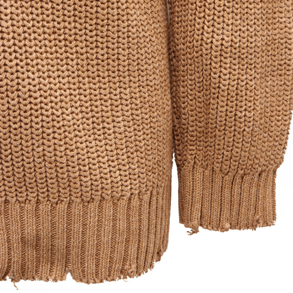 1580AG cardigan uomo IMPERIAL camel color cotton blend distressed