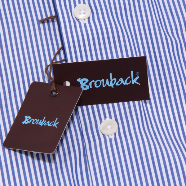 1643X camicia uomo BROUBACK white/blue stripes cotton shirt man