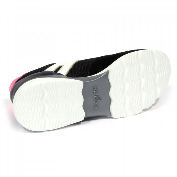 1650J sneaker donna black HOGAN ACTIVE ONE H385 fabric/leather shoe woman