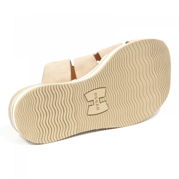 1693J   sandalo donna beige HOGAN H257 ciabatta suede shoe woman