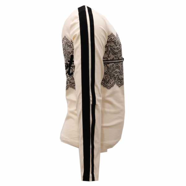 1882AD maglia bimba GIRL TWIN-SET white/black velvet t-shirt kids