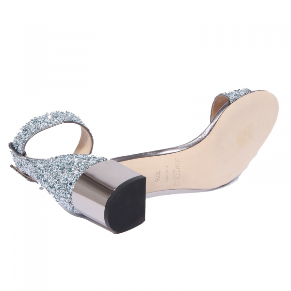 1924J sandalo donna blue denim/white/silver JIMMY CHOO JAIMIE glitter shoe woman