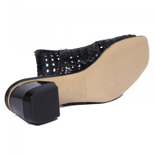 1986J  sandalo donna black PONS QUINTANA BAYONA intrecciato braided shoe woman