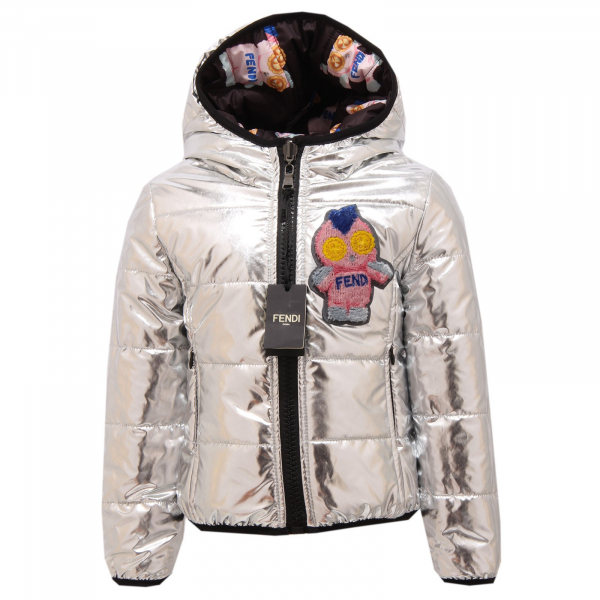 2094V piumino bimba girl FENDI REVERSIBLE silver/black jacket