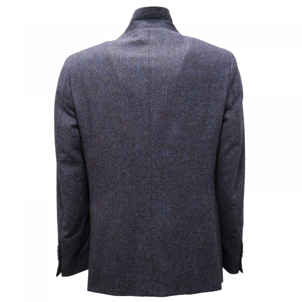 2130AG giacca uomo BASTIANELLO blue/brown textured wool/silk/cashmere jacket man