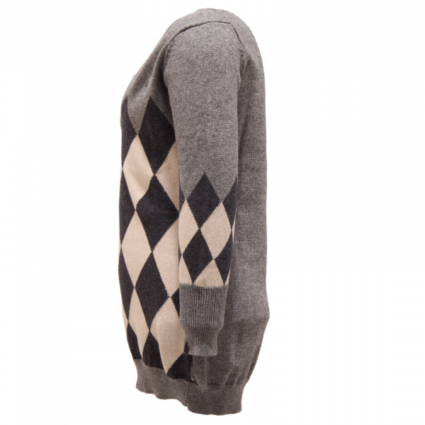 2131T maglione maxi bimba SUN 68 cotone/cashmere grigio/beige maxipul kid