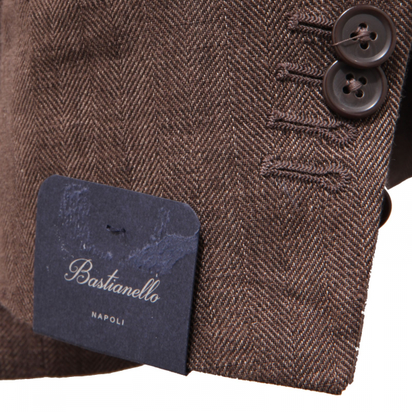 2144AG giacca uomo BASTIANELLO brown herringbone linen jacket man