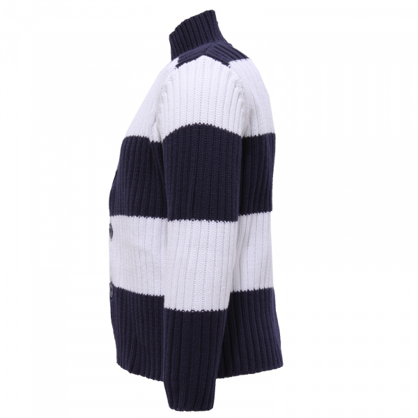 2275Y maglione bimbo boy cardigan IL GUFO blue/white sweather cotton