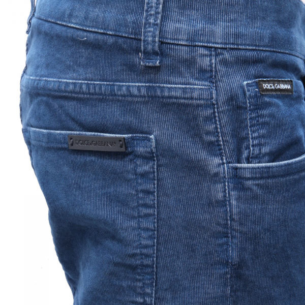2323AF jeans velluto uomo DOLCE & GABBANA SKINNY blue velvet trouser men