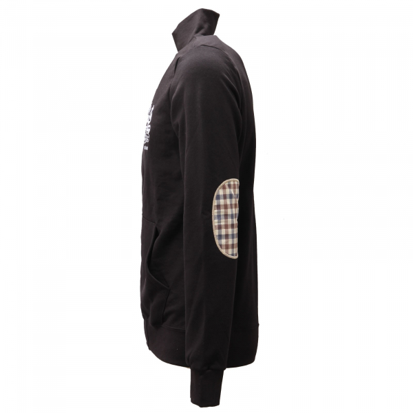 2692AE felpa uomo AQUASCUTUM black full zip cotton sweatshirt man