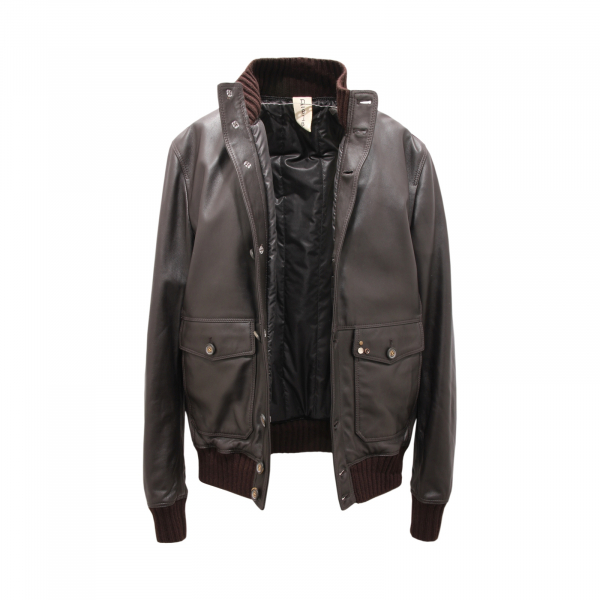 2714AQ giubbotto uomo DELAN man leather jacket brown