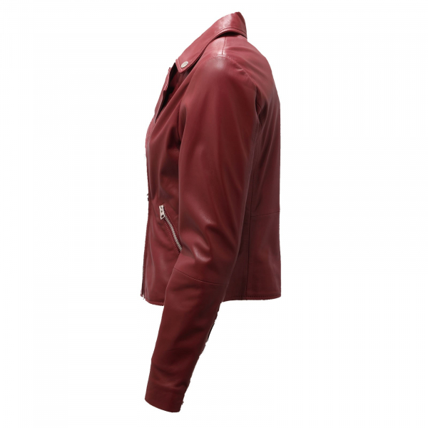 2722AD giubbotto pelle donna MARELLA SPORT burgundy leather jacket woman