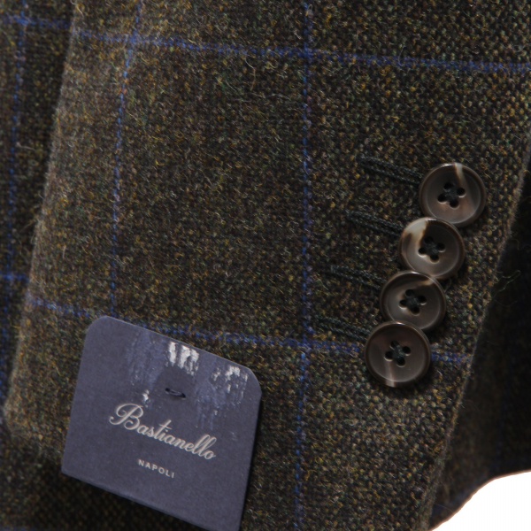 2722AG giacca uomo BASTIANELLO green/blue wool check jacket man
