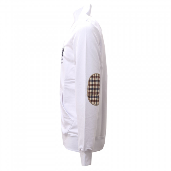 2738AE felpa uomo AQUASCUTUM white full zip cotton sweatshirt man