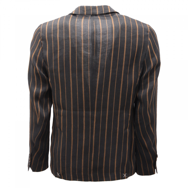 2774AG giacca uomo OFFICINA 36 black stripes linen blend jacket man